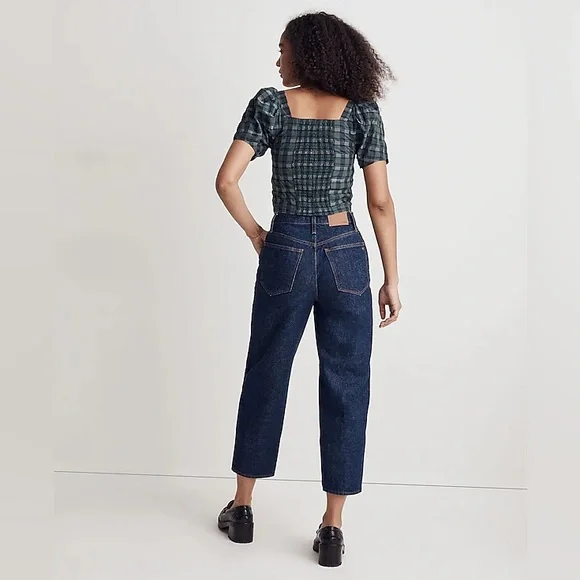 Madewell Hopewell Puff-Sleeve Crop Top in Plaid - Picture 3 of 7